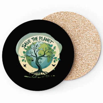Discover Earth Tree Save the Planet Illustration Coasters