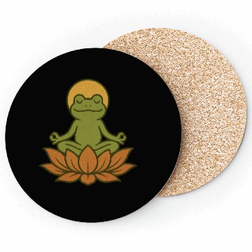Discover Serene Lotus Frogs Meditation Design Coasters