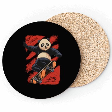 Discover Playful Panda Skateboard Design Coasters