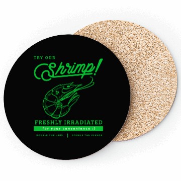 Discover Radioactive Shrimp Retro Parody Coasters