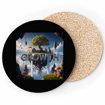Discover Floating Island Growth Illustration Coasters
