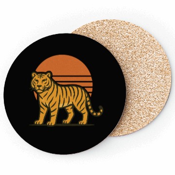 Discover Sunset Tiger Illustration Coasters