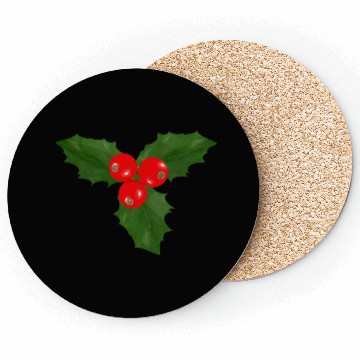 Discover Christmas Holly Leaf and Berry Design Coasters