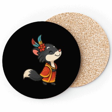 Discover Whimsical Fox Samurai Illustration Coasters
