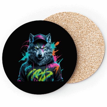 Discover Neon Wolf Streetwear Coasters