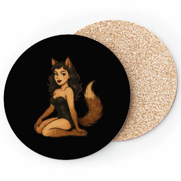 Discover Enchanted Wolf Girl Illustration Coasters