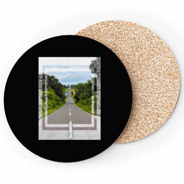 Discover Serene Country Road Scenic Print Coasters