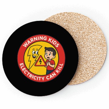 Discover Warning Kids Electricity Safety Badge Coasters