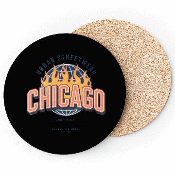Discover Chicago Urban Flame Logo Design Coasters