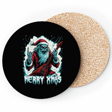 Discover Heavy Metal Santa Guitar Christmas Coasters