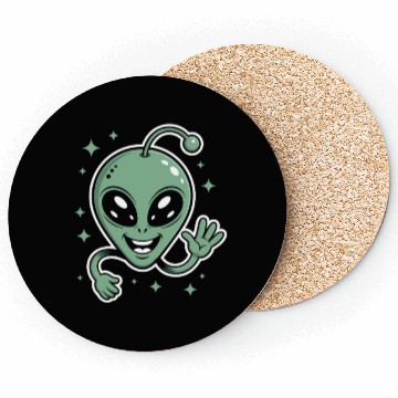 Discover Cute Alien Cartoon Illustration Coasters