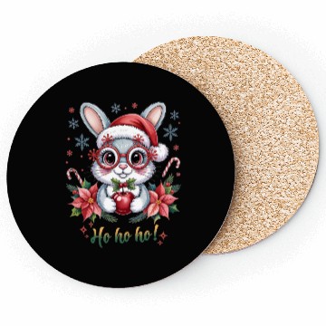 Discover Festive Bunny with Christmas Decor Coasters