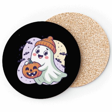 Discover Ghost with Pumpkin & Beanie Coasters