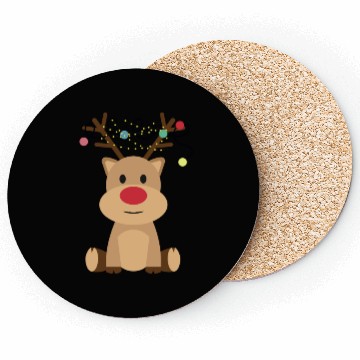 Discover Festive Reindeer with String Lights Coasters