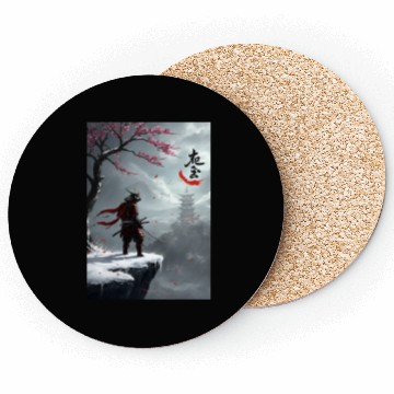 Discover Samurai Warrior Under Cherry Blossom Tree Coasters
