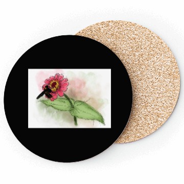 Discover Wildflower and Bumblebee Illustration Coasters