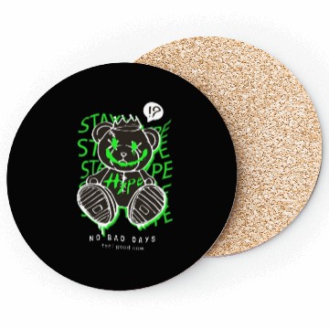 Discover Neon Green Grunge Teddy Bear Design Coasters