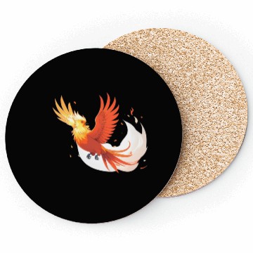 Discover Fiery Mythical Phoenix Illustration Coasters