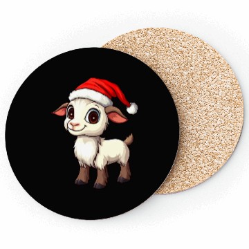Discover Festive Christmas Goat Cartoon Design Coasters