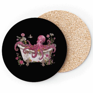 Discover Cottagecore Octopus in Bathtub Vintage Coasters