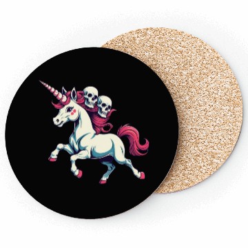 Discover Dark Fantasy Unicorn with Skulls Coasters