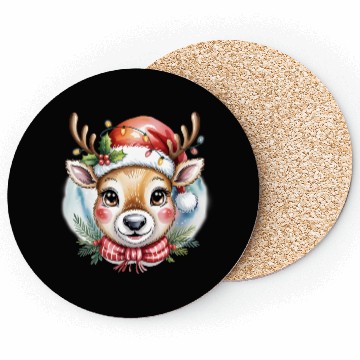 Discover Cute Rudolph Reindeer Watercolor Christmas Art Coasters