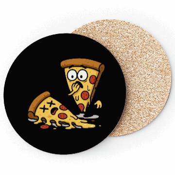 Discover Pizza Slice Cartoon Expression Coasters