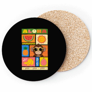 Discover Cute Hawaiian Monkey Summer Coasters