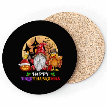 Discover Happy Hallothanksmas Halloween Thanksgiving Xmas Coasters
