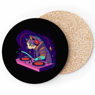 Discover Cosmic Cat DJ Coasters