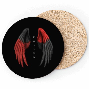 Discover Red and Black Angel Wings Illustration Coasters