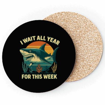 Discover Shark Retro Sunset Bold Ocean Predator  Coasters