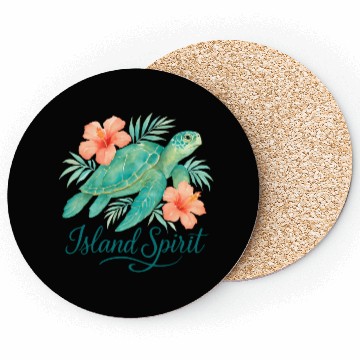 Discover Tropical Turtle with Hibiscus and Foliage Coasters