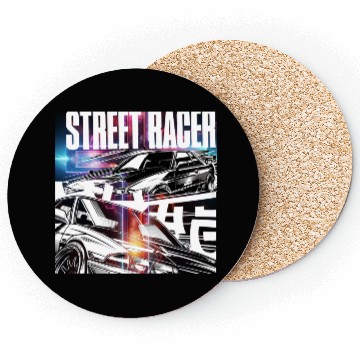 Discover Neon Street Racer Illustration Coasters
