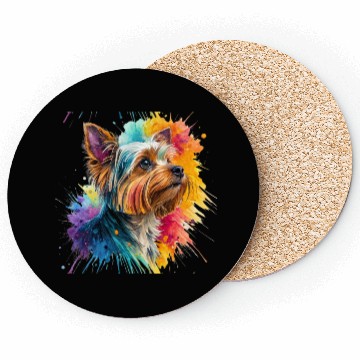 Discover Vibrant Yorkie Watercolor Portrait Coasters