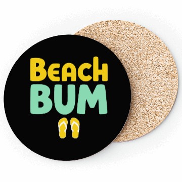 Discover Beach B Typography with Flip Flops Coasters
