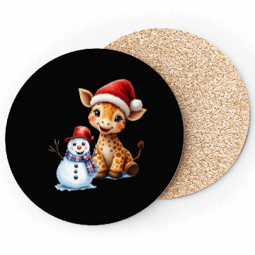 Discover Festive Giraffe and Snowman Holiday Design Coasters