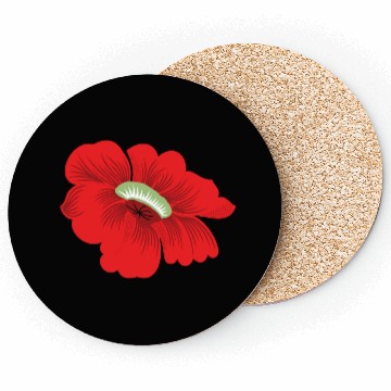 Discover Vivid Red Hibiscus Floral Design Coasters