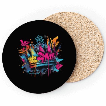 Discover Vibrant Graffiti Crown Design Coasters