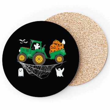 Discover Halloween Tractor Farming Pumpkin Farm Spooky Boy Coasters