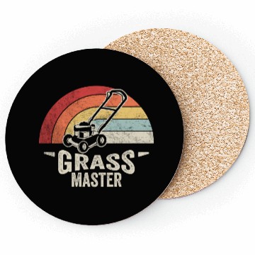 Discover Grass Master Lawn Mowing Lawn Mower  Funny Retro Coasters