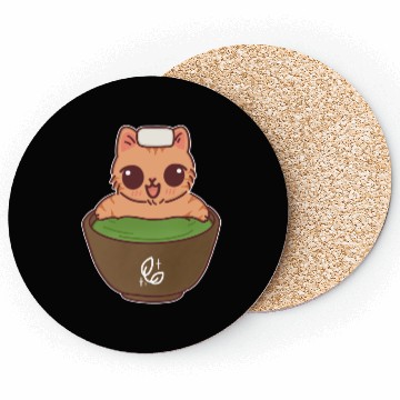 Discover Kawaii Cat in Matcha Onsen Coasters