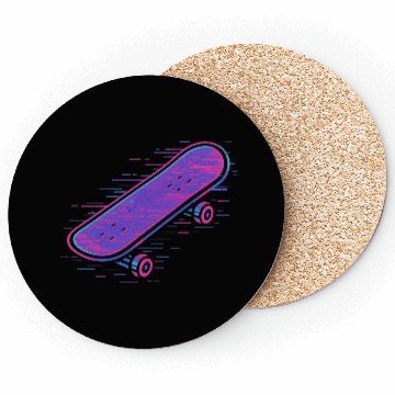 Discover Neon Retro Skateboard Design Coasters