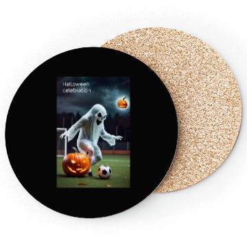Discover Halloween Ghost with Pumpkin and Soccer Coasters