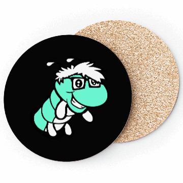 Discover Nerd caterpillar peeks through hole Geek worm cool Coasters