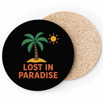 Discover Tropical Sunset Palm Illustration Coasters