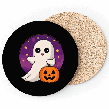 Discover “Cute Halloween Ghost with Candy Bag Coasters”