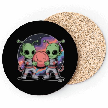 Discover Adorable Alien Friends Embrace Cosmic Unity Coasters