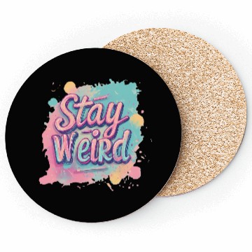 Discover Stay Weird Neon Graphic Design Coasters