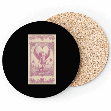 Discover Vintage Cupid Heart Illustration Coasters